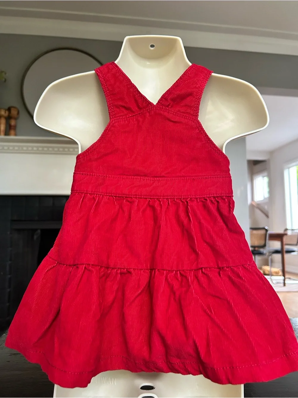 Red Corduroy Pinafore Dress — Size 6M